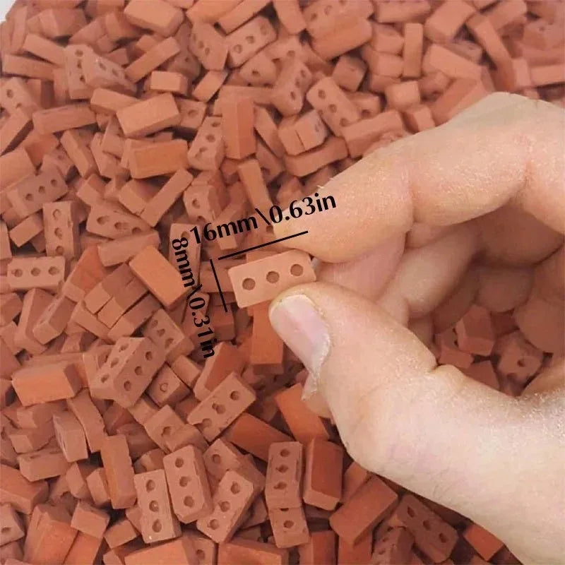 50-150 pezzi 1:16 modello di mini mattoni reali, accessori paesaggistici per figurine in miniatura, giocattolo di mattoni finti fai da te per la costruzione di giardini fatati