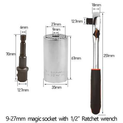 Onnfang 7-19/11-32mm chiave a cricchetto universale testa a bussola universale, chiave a bussola per uso domestico/chiave per utensili manuali