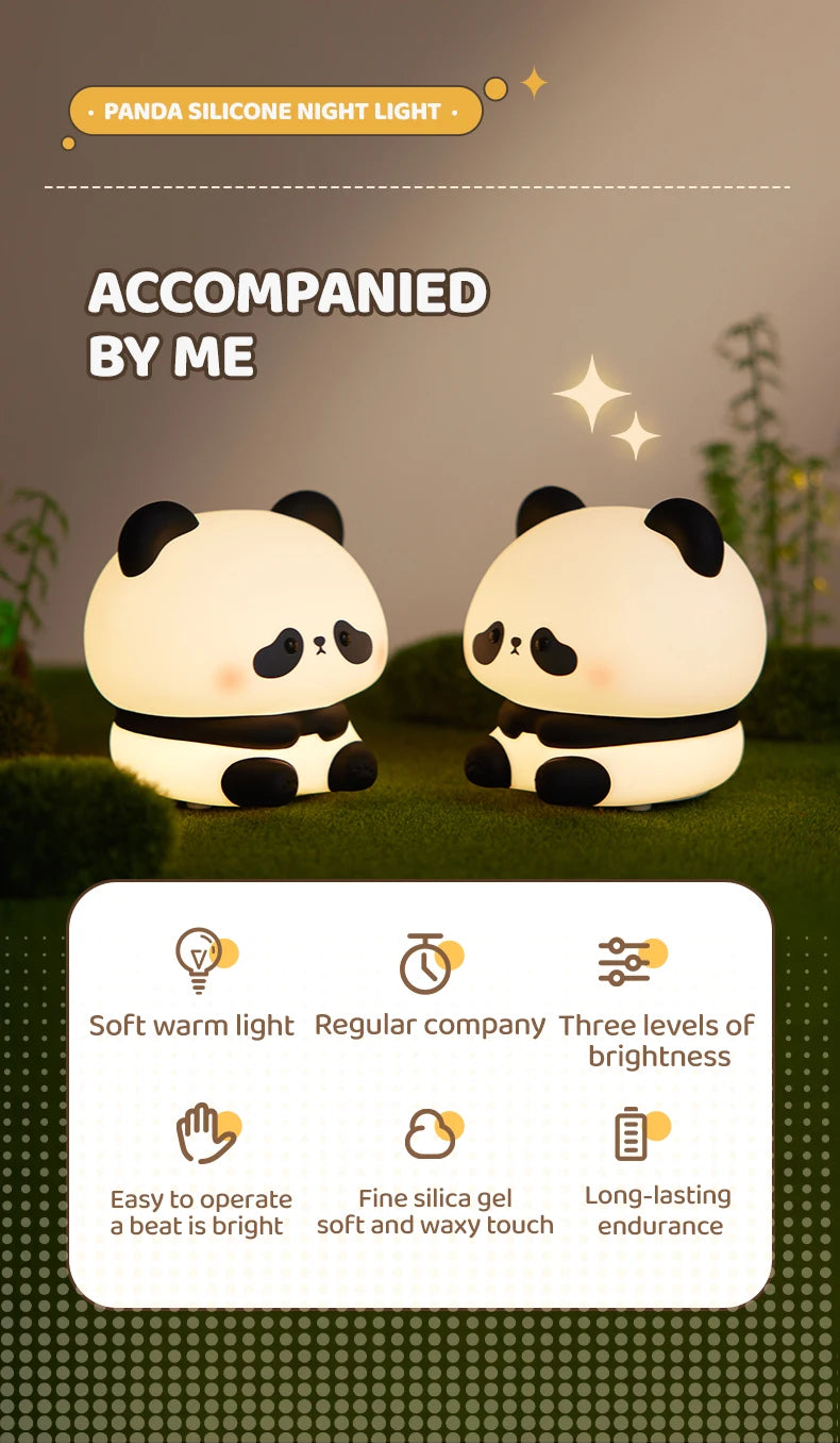 Luce Notturna Panda Led Con Touch Usb Ricaricabile Per Cameretta Decorazione Per Bambini