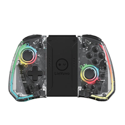 LinYuvo KS40 Gamepad wireless trasparente per Switch/OLED con LED a 8 colori, funzione Turbo. Joystick controller per Switch Lite