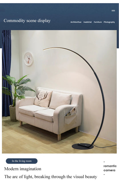 Lampada Da Terra Moderna A Arco Nordico Con LED Dimmabile E Telecomando Per Soggiorno E Camera Da Letto