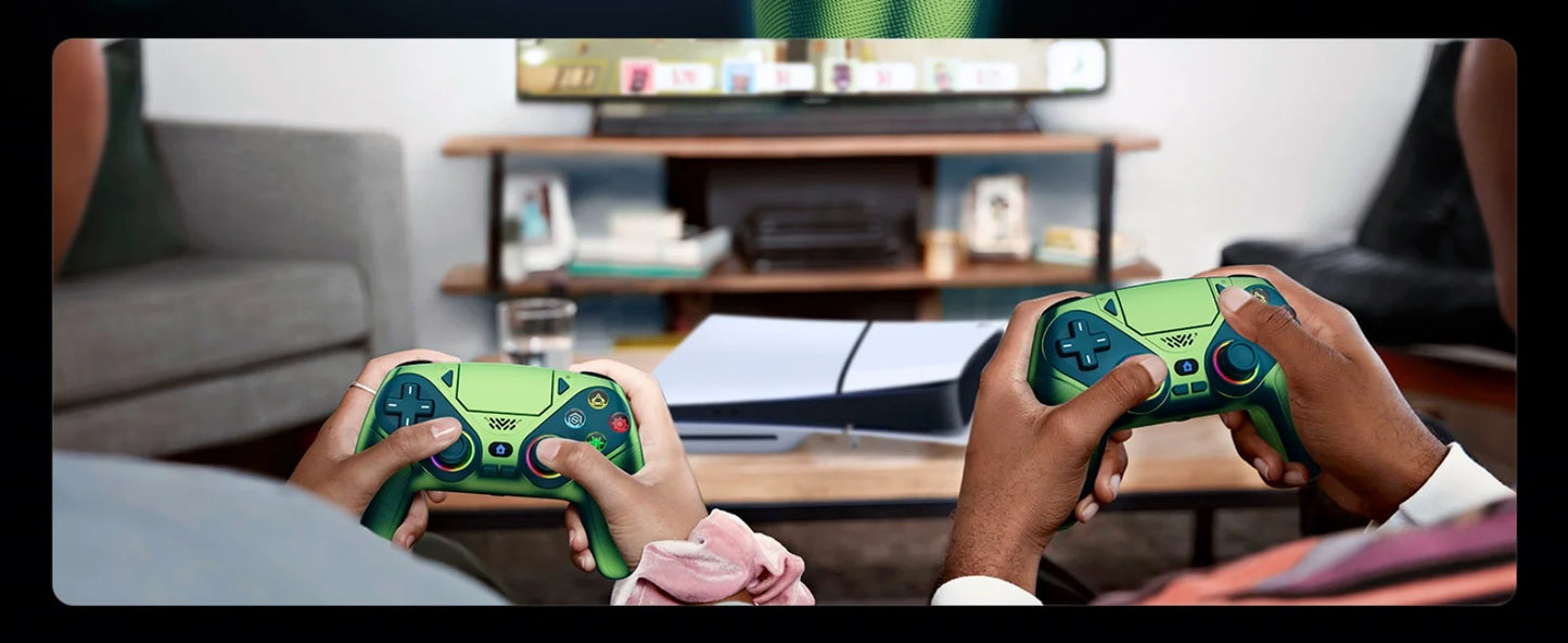 Controller per PS5 Pro/Slim/PC con RGB, Joystick Wireless per Giochi con Funzioni Marco/Turbo, Senza Drift, Effetto Hall, Tasti Posteriori Programmabili