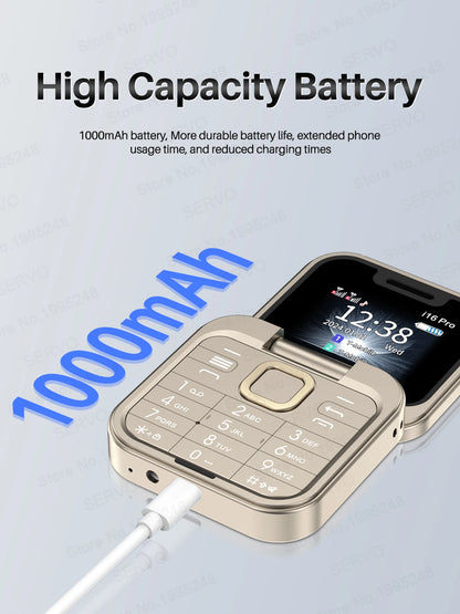 Telefono Cellulare Flip 2G Doppia SIM 1,77 Pollici Batteria 1000 mAh Lettore Video FM Jack Da 3,5 Mm