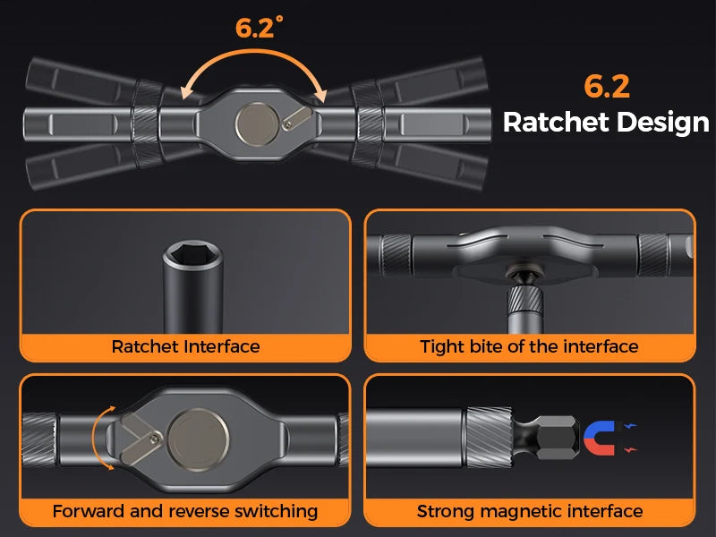 Set Cacciaviti Cricchetto 74 in 1 in Con Maniglia a T Portatile per Riparazioni Fai da Te Mobili Computer Biciclette