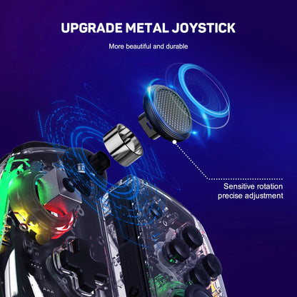 LinYuvo KS40 Gamepad wireless trasparente per Switch/OLED con LED a 8 colori, funzione Turbo. Joystick controller per Switch Lite