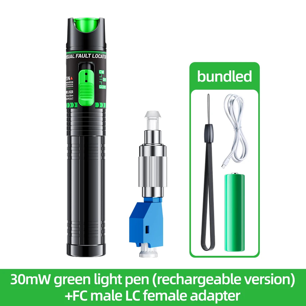 Penna Luce Verde e Rossa In Fibra Ottica Ricaricabile Con Tester 15 mW 30 mW 50 mW 100 mW