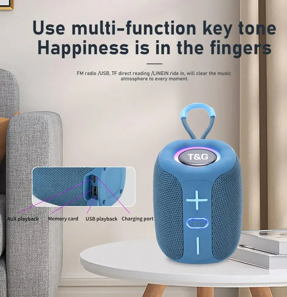 TG658 Altoparlante Bluetooth Portatile con Subwoofer Colonna Mini Bass Riproduzione Musicale per Android iOS PC Laptop