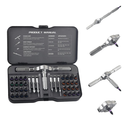 Set Cacciaviti Cricchetto 74 in 1 in Con Maniglia a T Portatile per Riparazioni Fai da Te Mobili Computer Biciclette