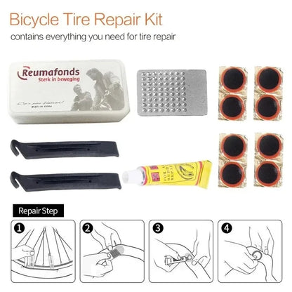 Kit Riparazione Pneumatici Per Bicicletta 48 Pezzi Con Strumenti Per Toppe Portatili Professionali