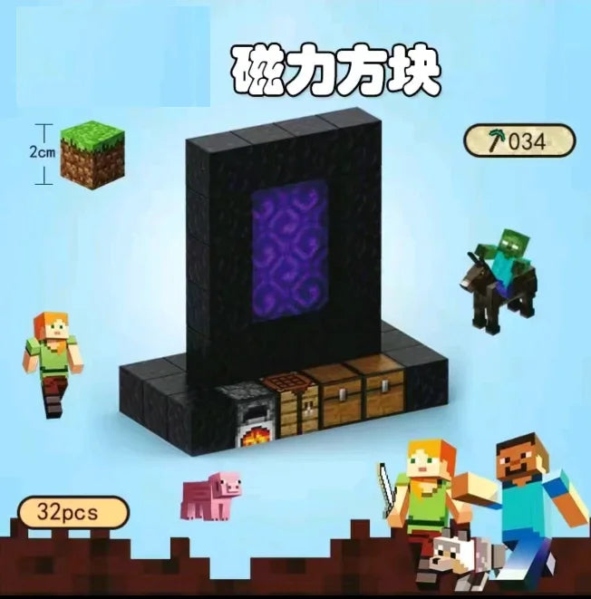 Blocchi magnetici Mine World Cube Magnet World Set per bambini di età 3+ Modello fai da te Stelo per bambini Miglior giocattolo sensoriale Montessori