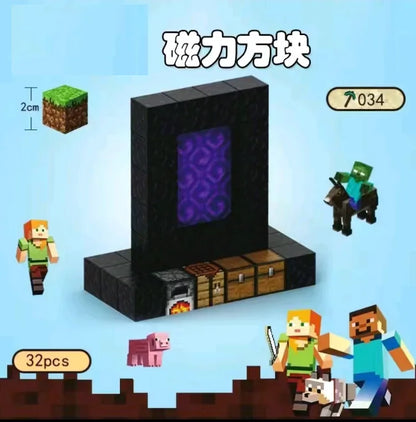 Blocchi magnetici Mine World Cube Magnet World Set per bambini di età 3+ Modello fai da te Stelo per bambini Miglior giocattolo sensoriale Montessori