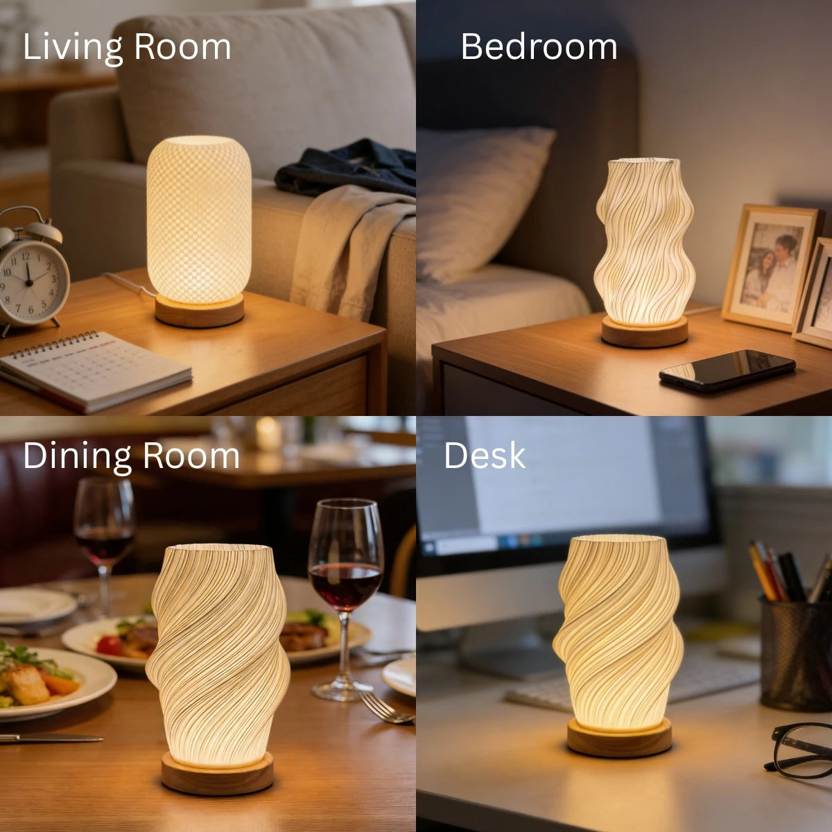 Lampada Da Scrivania Moderna 3D Stampata Con Luce Notturna Dimmerabile USB Per Camera Da Letto e Soggiorno