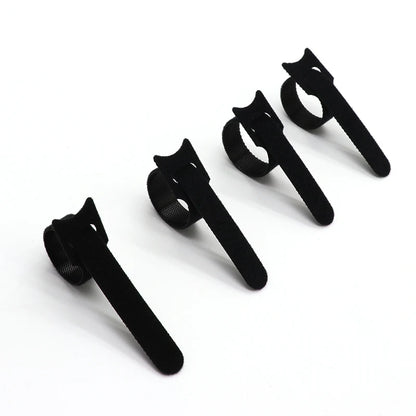 Fascette per cavi rilasciabili Organizzatore di cavi Nero 15 20 25 30 cm Cinghie ad anello con gancio in nylon Avvolgere Zip Bundle Fasciatura Fascetta Fissaggio in plastica