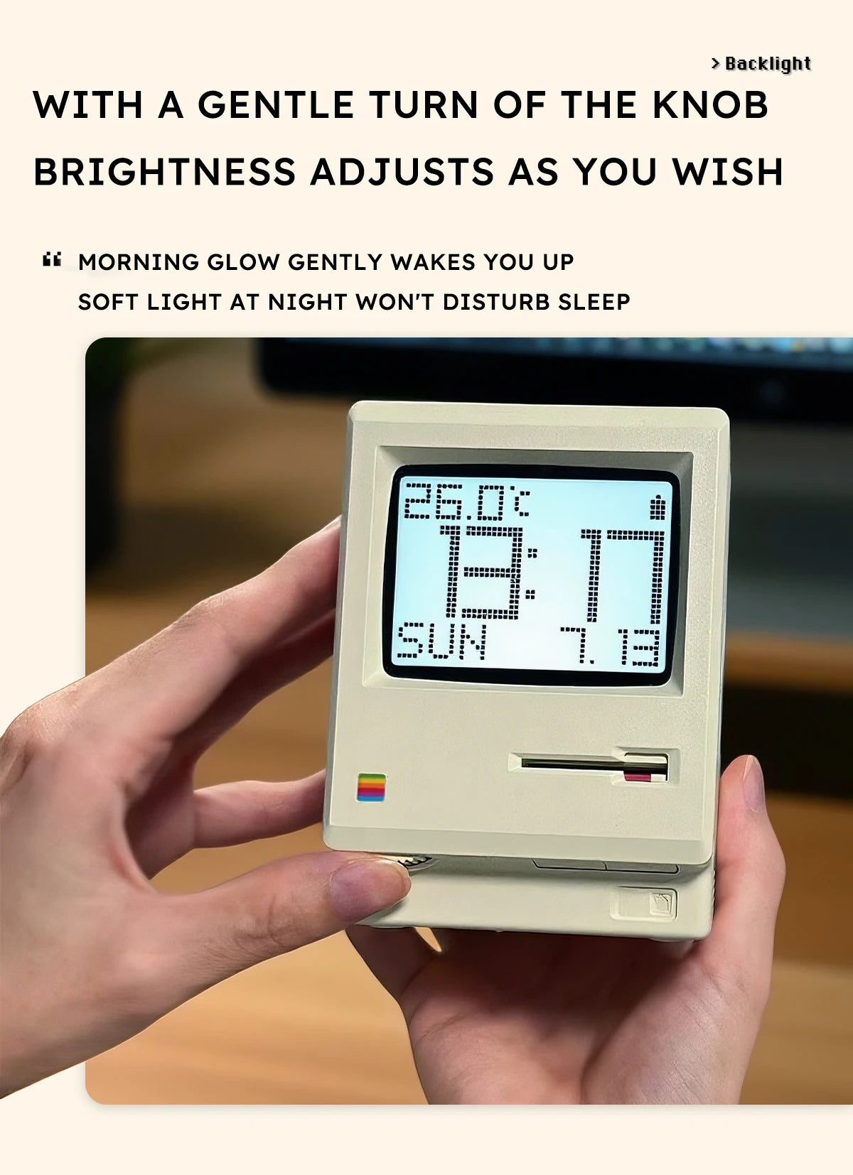 Sveglia retrò Maclock Macintosh Un classico ornamento da tavolo con un design dell'orologio digitale