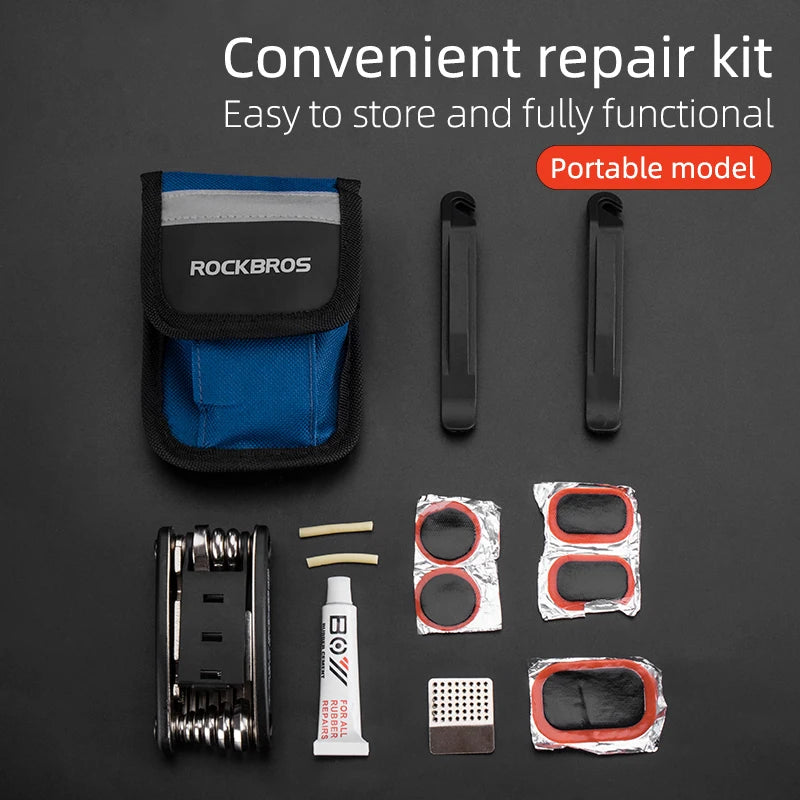Kit Strumenti Multifunzionali Per Biciclette Rockbros Con Leve Per Pneumatici Riparazione Portatile