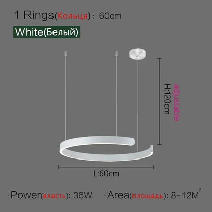 Lampada LED Circolare Sospesa Moderna Oro Rosa Bianco Nero Per Soggiorno E Sala Da Pranzo