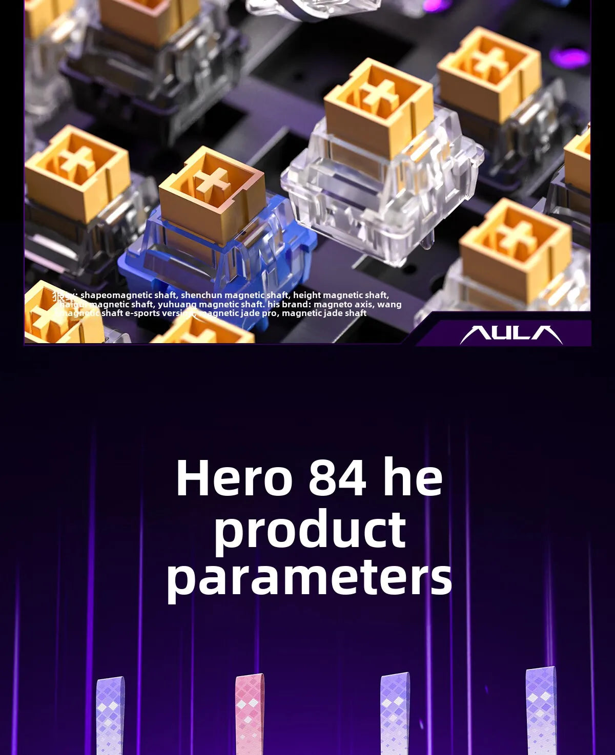 Tastiera Meccanica Da Gioco Aula Hero 84HE Con Interruttore Magnetico RGB Ergonomia