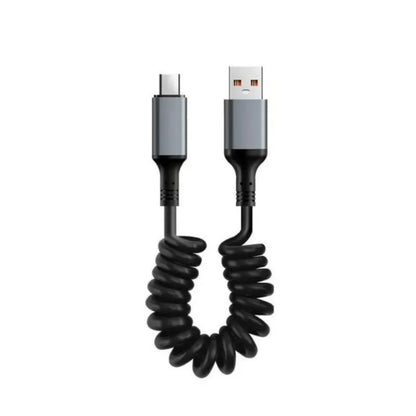 Cavo USB C a USB C 6A Retrattile a Molla per Ricarica Rapida da 25cm a 1M, Cavo Dati per Auto Compatibile con iPhone 16, Samsung, Xiaomi, Huawei