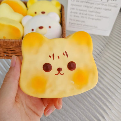 Squishy simpatico cartone animato simulato pane spremere giocattolo morbido antistress lento aumento sensoriale agitarsi per regali di ansia per bambini adulti