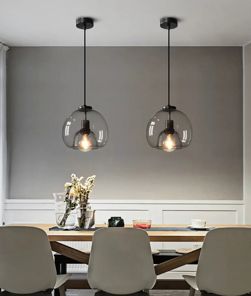 Lampadario A LED In Vetro Sospensione Moderna Grigio Per Soggiorno Pranzo Cucina E Camera Da Letto