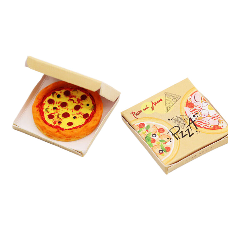 1Set 1:12 Casa delle bambole in miniatura Pizza con scatola di imballaggio Modello da cucina Accessori alimentari per la decorazione della casa delle bambole Giochi di imitazione Giocattoli regalo