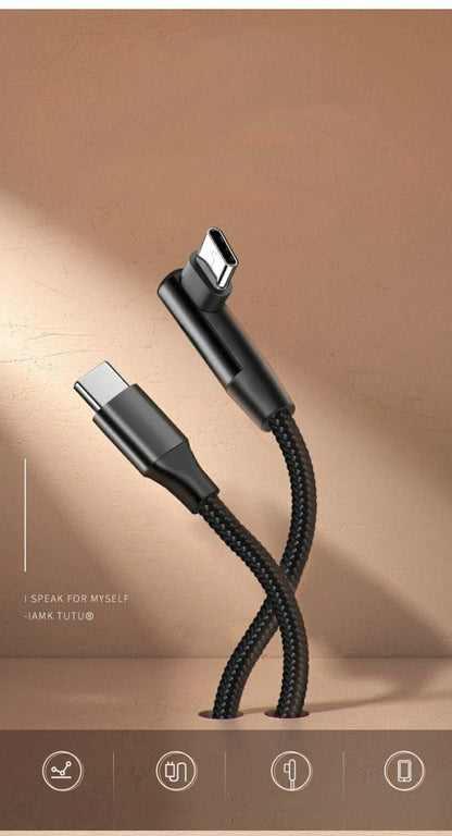 Cavo di Ricarica Usb C Pd 4.0 Angolo di 90 Gradi 100W per iPhone 15 Pro Max Xiaomi Huawei MacBook iPad