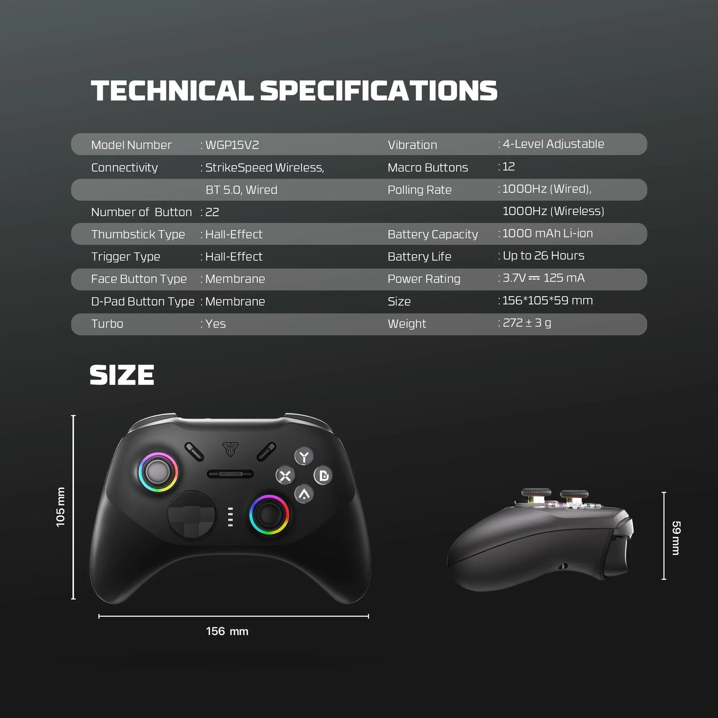 FANTECH WGP15V2 EOS PRO II Controller di gioco wireless Frequenza di polling 1000 Hz Gamepad con effetto Hall e trigger K-Silver per PC NS