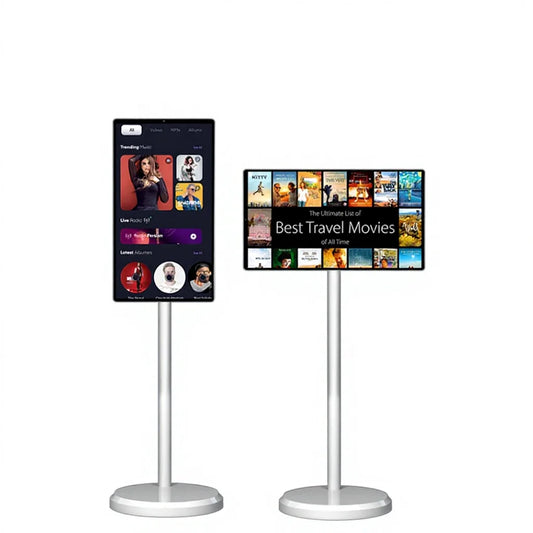 TV LED Smart Android 13 da 21,5 Pollici, 4+64GB, Bianca, Portatile con Ruote, Batteria Ricaricabile, Wi-Fi Interattivo per Palestra Professionale