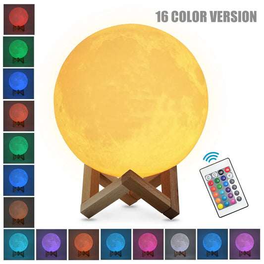 Lampada Notturna Led 3D Stellata Luce Lunare Touch Ricaricabile USB Per Decorazione Casa
