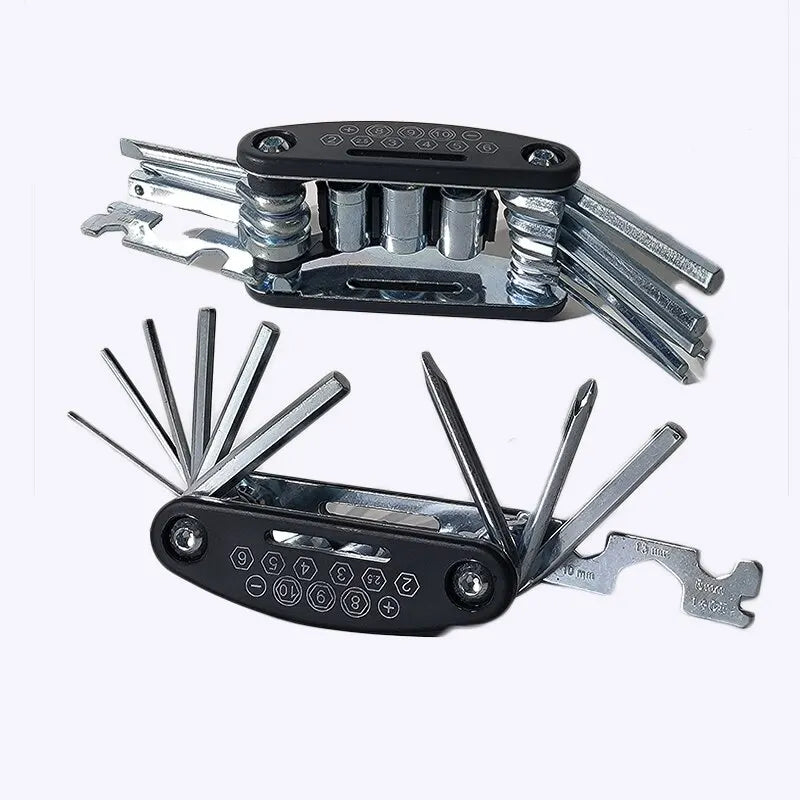 Kit Multifunzione Per Riparazione Biciclette Con Pompa E Toppe Per Pneumatici Portatile