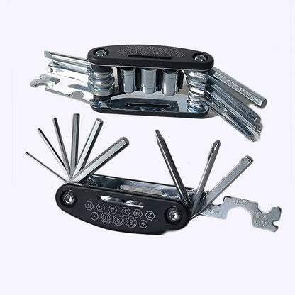 Kit Multifunzione Per Riparazione Biciclette Con Pompa E Toppe Per Pneumatici Portatile
