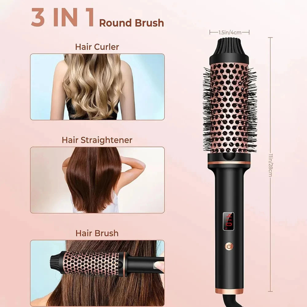 Piastra per capelli ionica 3 in 1 Ferro arricciacapelli professionale Spazzola per acconciature riscaldata Spazzola termica antiscottatura Bacchetta arricciacapelli
