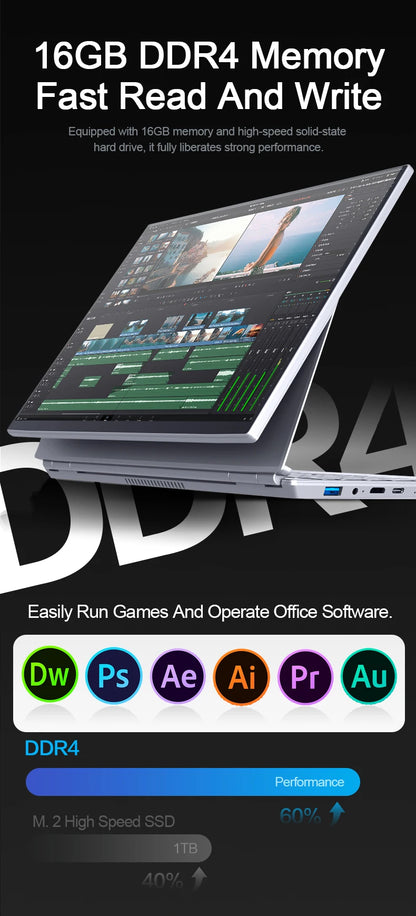 Laptop 14 Pollici Touch Screen 4 In 1 Con Windows 11 Celeron N95 16GB RAM Notebook Per Studenti