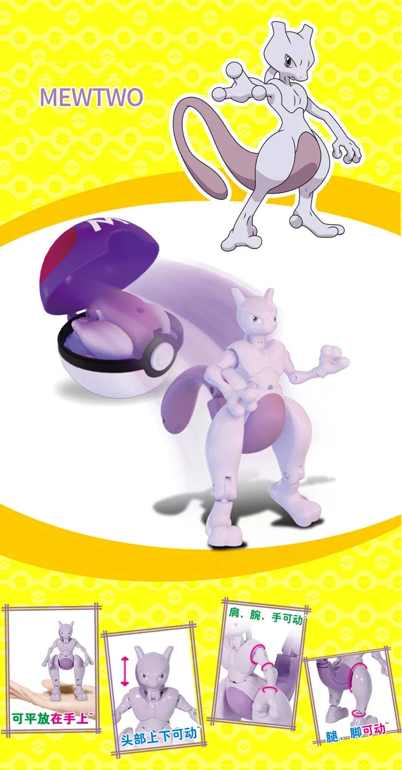 Pokemon Pokeball Figura Palla Pikachu Charizard Mewtwo Mew Eevee Gengar Lapras Blastoise Venusaur Gyarados Giocattolo Educativo Per Bambini