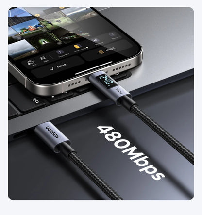 Cavo USB-C PD3.1 240W Ricarica Veloce e Trasferimento Dati, Corpo in Alluminio Nylon Intrecciato