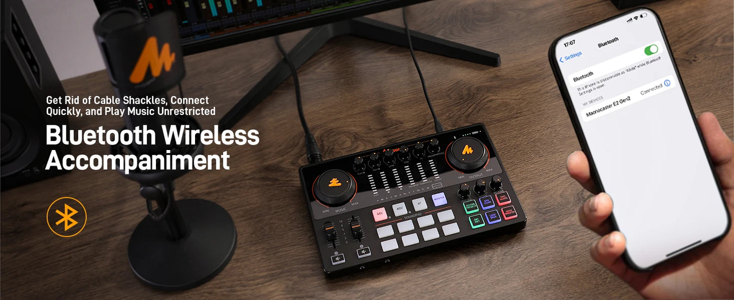 MaonoCaster E2 Gen2 Interfaccia Audio Mixer con Doppio Ingresso XLR per Podcast, Streaming Live e Gaming