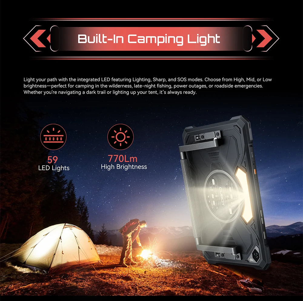 Tablet Android Cubot Tab Kingkong S 10,1 pollici, Batteria 15300 mAh, 6 Gb Ram, 256 Gb Storage, Fotocamera 48 Mp
