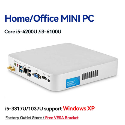 Mini PC HTPC Core i5 3317U 4200U Windows 10 ventola di raffreddamento 8G RAM DDR3L Mini Computer da gioco HDMI Wifi Office Home Desktop minipc