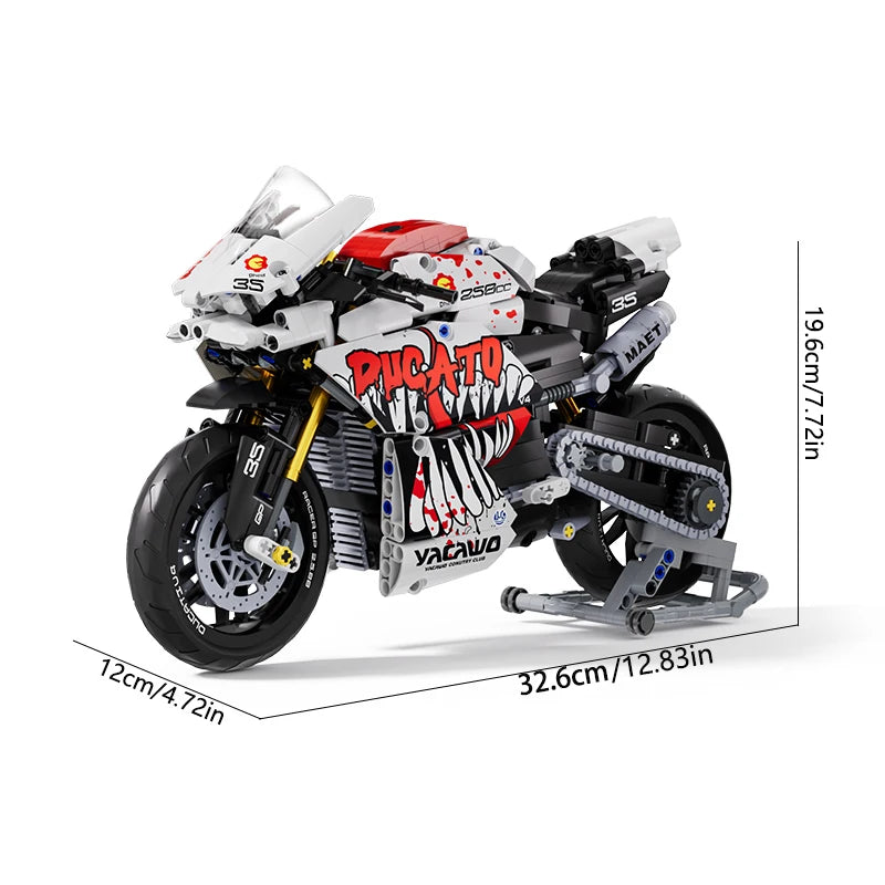 Set Blocchi Moto V4s Racing Con Supporto Esposizione Gioco STEM Per Adulti E Bambini Regalo Unisex