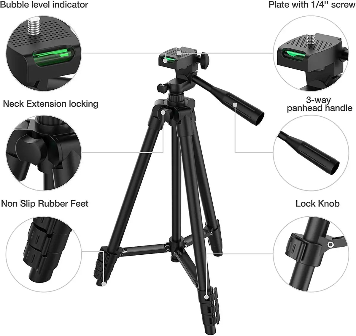 Treppiede Per Smartphone In Alluminio 102 Cm Con Registrazione Video E Supporto Fotografico Universale Bluetooth