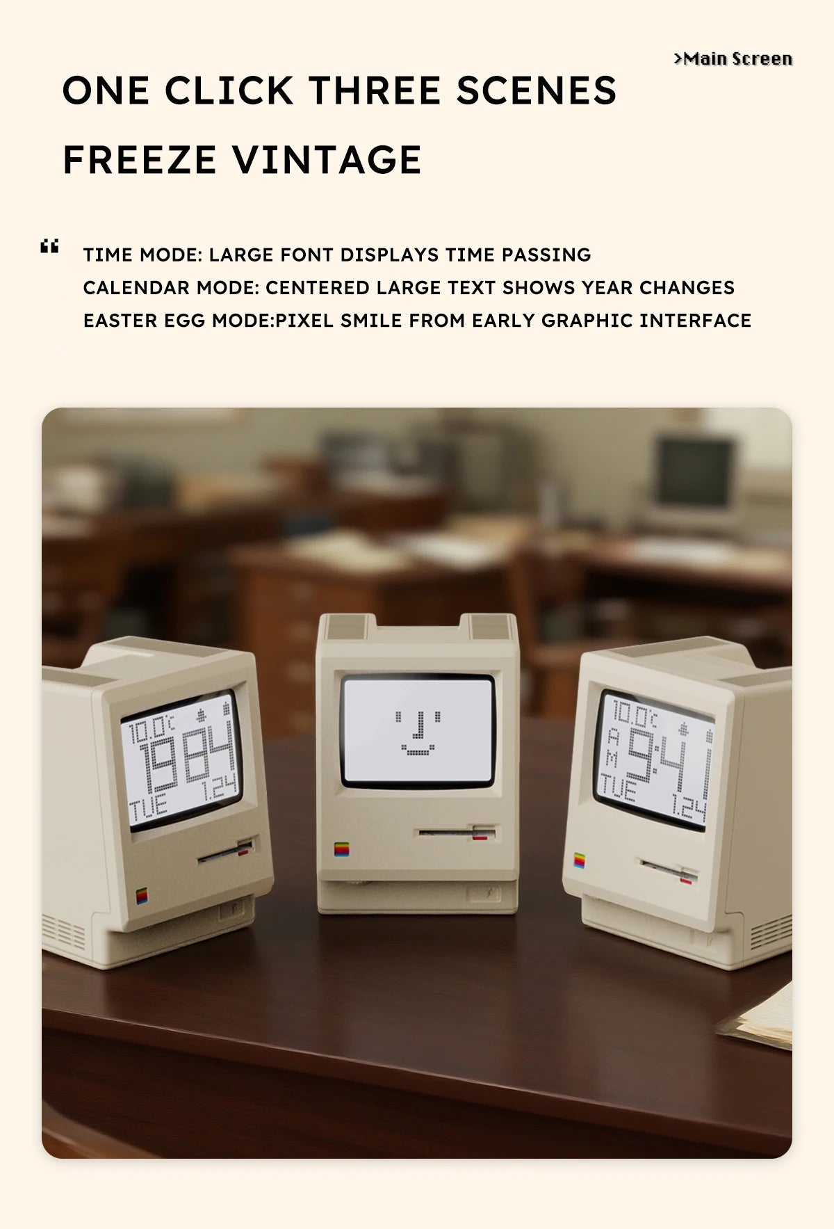 Sveglia retrò Maclock Macintosh Un classico ornamento da tavolo con un design dell'orologio digitale