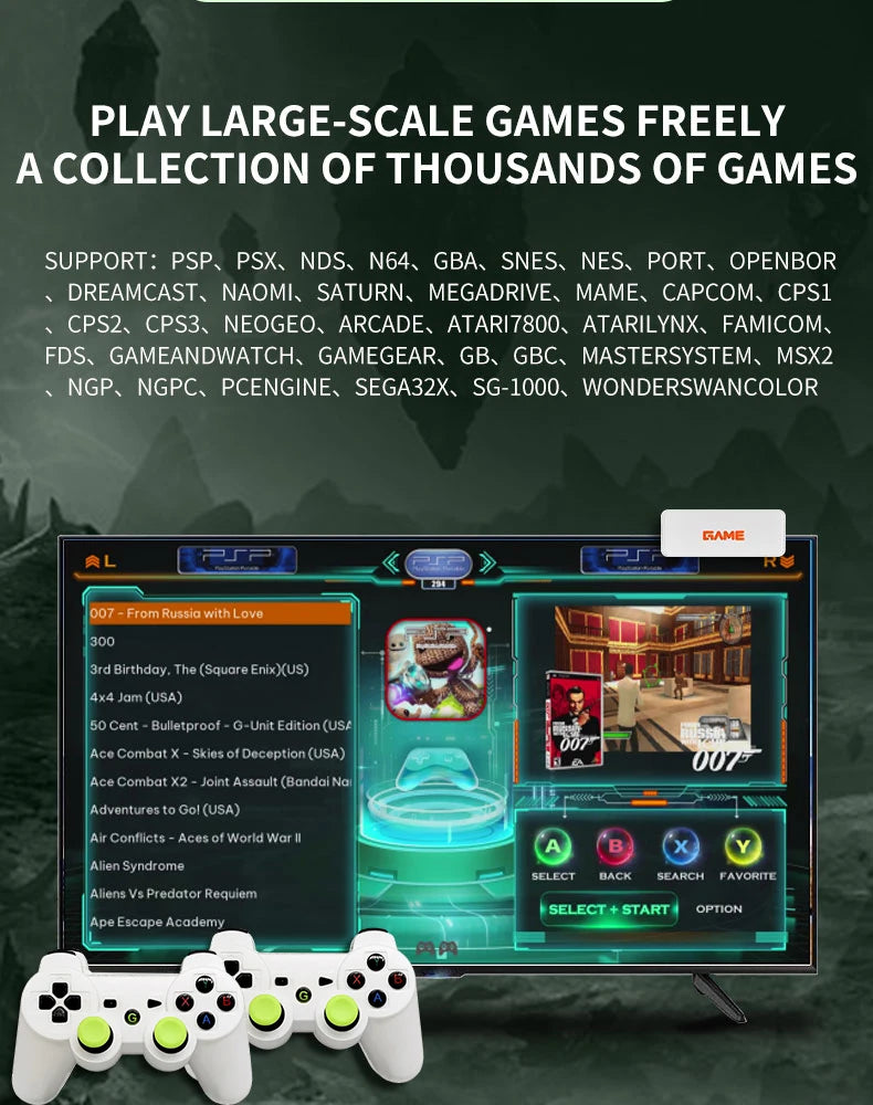 Nuova Console di Gioco Coopreme Y7 X7 128G 2026 con Sistema Linux, Video 4K, TV Box, Controller Wireless, Giochi Retro 10000+ e Supporto PSP