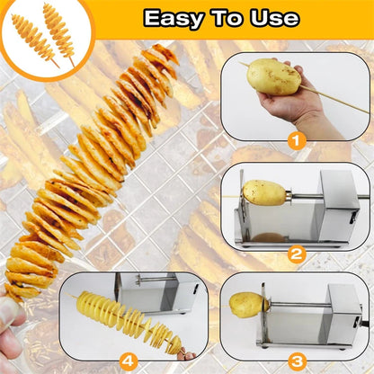 LMETJMA Taglierina a spirale per patate Tornado manuale Affettatrice per patate intrecciate Taglierina per patate a spirale Patate fritte Tornado Twister JT309