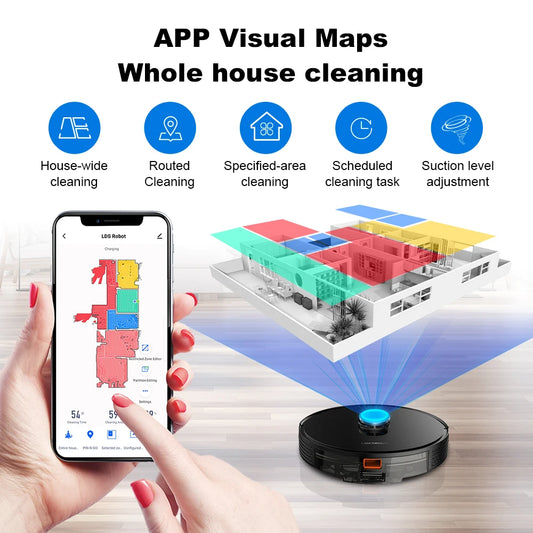 (codice promozionale:AEAE10) Liectroux Robot aspirapolvere, navigazione Laser, aspirazione 6500pa, mappa Multi-pavimento, straccio bagnato a forma di Y, zona No-Go APP personalizzata,