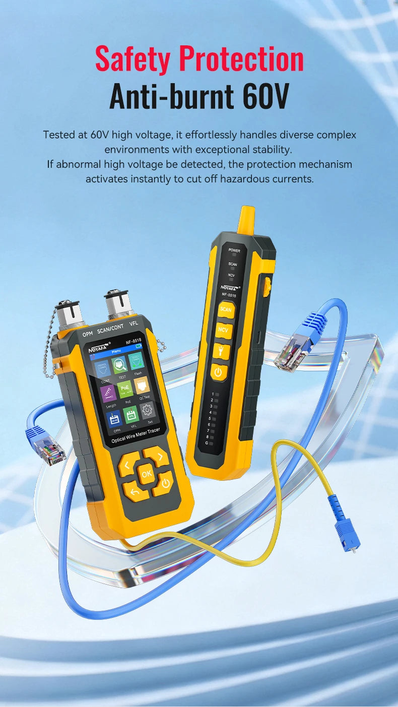 Noyafa NF 8518 Tester di Rete e Localizzatore Cavi Misuratore POE NCV QC e Guasti