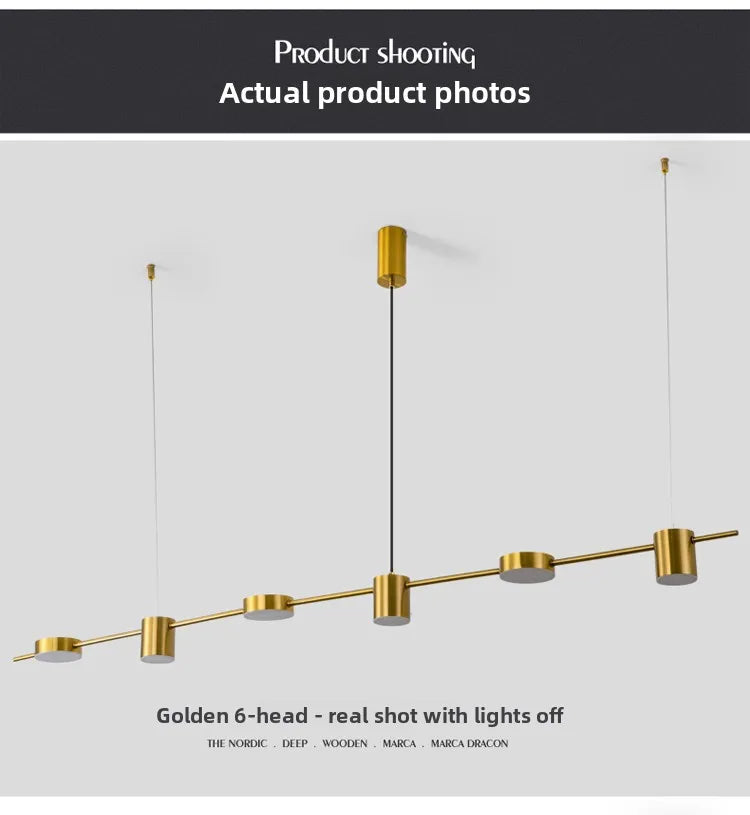 Lampada A Sospensione Postmoderna Tre Teste Per Ristorante In Ferro Nero E Oro Illuminazione Minimal Nordica Di Lusso