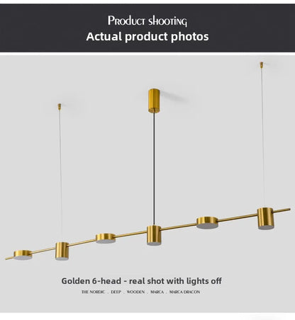 Lampada A Sospensione Postmoderna Tre Teste Per Ristorante In Ferro Nero E Oro Illuminazione Minimal Nordica Di Lusso