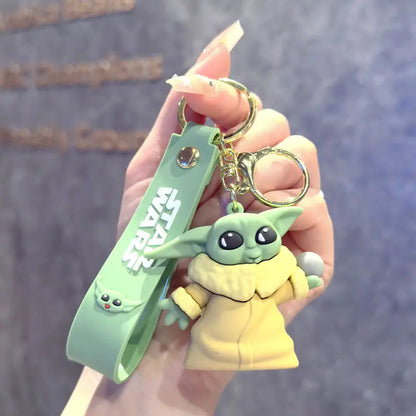 Cartoon Anime Cute Baby Yoda Portachiavi Mandalorian Figura Modello Master Yoda Portachiavi PVC Regalo per bambini