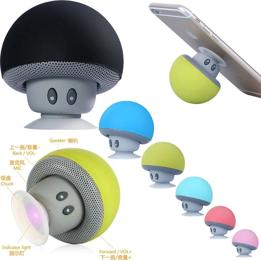 Mini Altoparlante Bluetooth Rosa Portatile Con Design Funghetto E Supporto Ventosa Per Telefono E PC