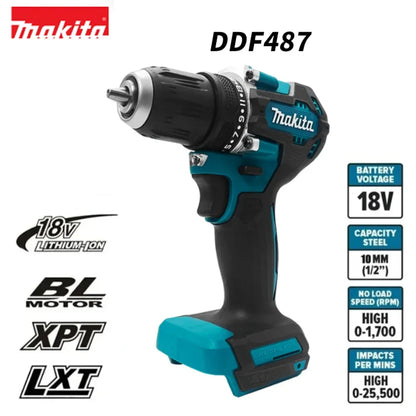 Makita originale DDF487 trapano avvitatore a batteria cacciavite a percussione elettrico senza spazzole utensile elettrico ricaricabile 18V